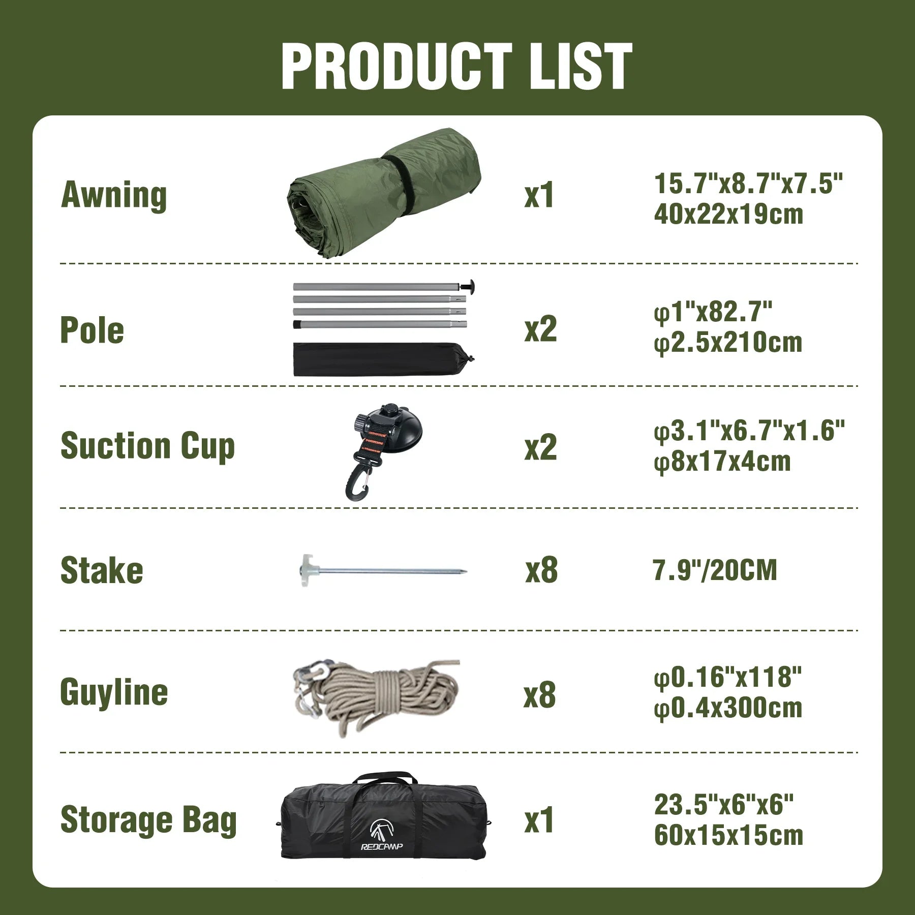 REDCAMP Car Awning Camping Tarp