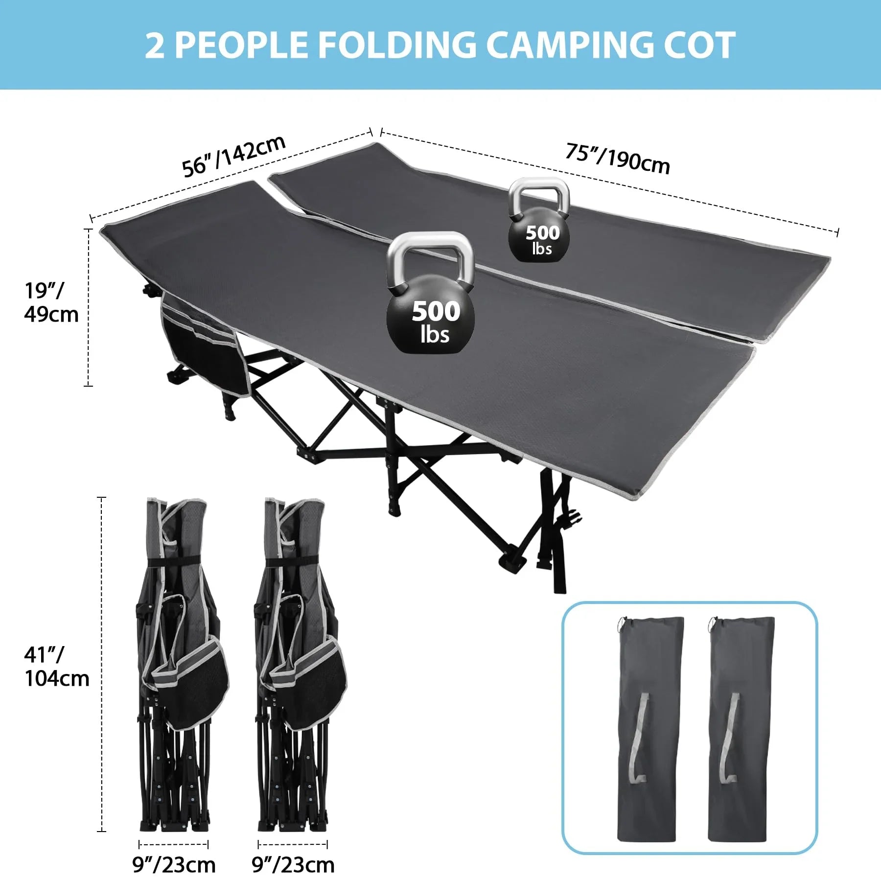 2-Person Zip-Together Double Camping Cot